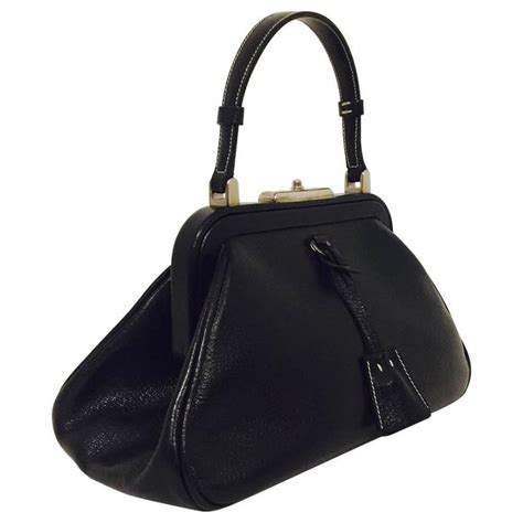 prada black handbag silver hardware